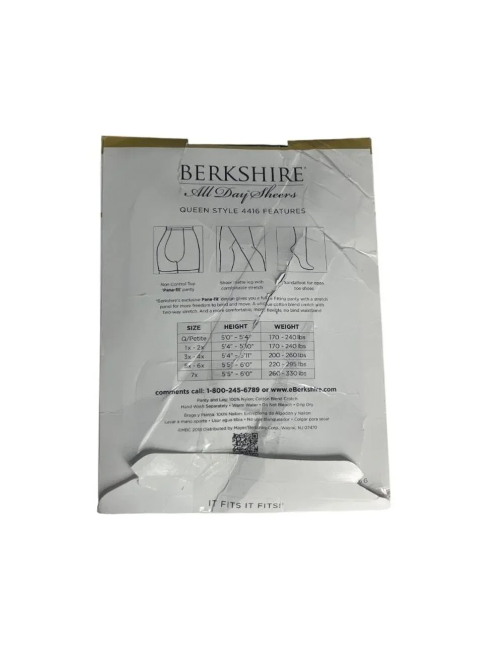 Berkshire All Day‎ Sheers Pantyhose Queen Size 3x-4x Black Sandalfoot